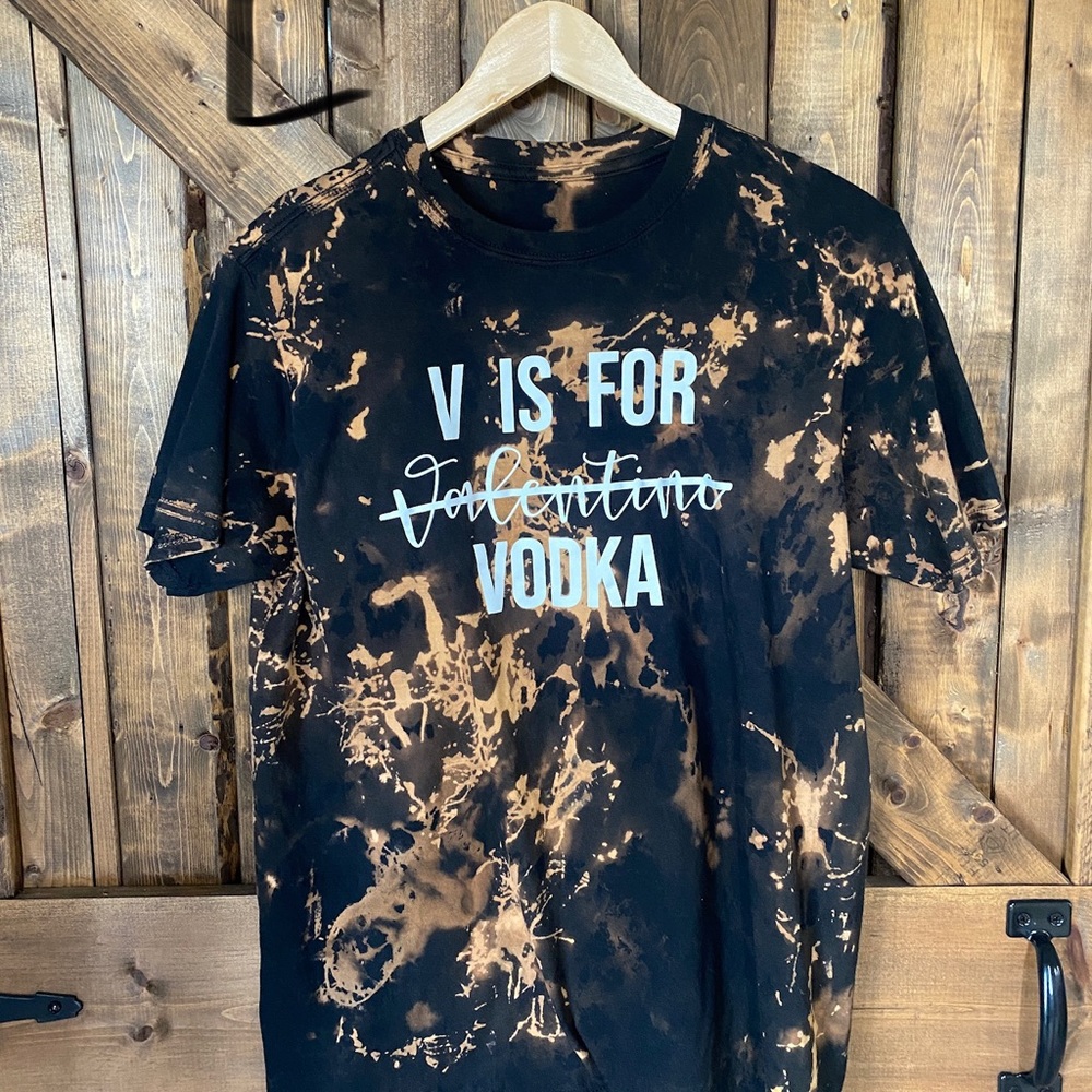 V is for vodka acid wash shirt Large